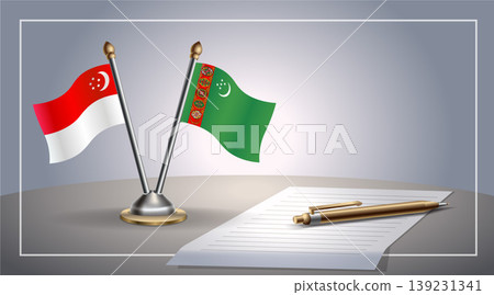Small national flag of Singapore and Turkmenistan flag Relation, Template Vector Illustration Small national flag of Singapore and Turkmenistan flag Relation, Template Vector Illustration 139231341