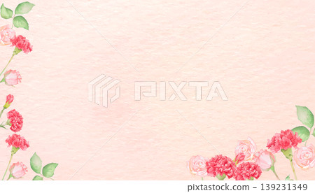 一幅精美的水彩畫,畫中描繪了玫瑰和康乃馨,裝裱在裝飾畫框中。 一幅精美的水彩畫,畫中描繪了玫瑰和康乃馨,裝裱在裝飾畫框中。 139231349