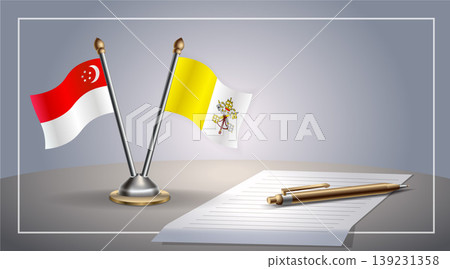 Small national flag of Singapore and Vatican City flag Relation, Template Vector Illustration Small national flag of Singapore and Vatican City flag Relation, Template Vector Illustration 139231358
