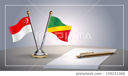 Small national flag of Singapore and Republic of North Congo flag Relation, Template Vector Illustration Small national flag of Singapore and Republic of North Congo flag Relation, Template Vector Illustration 139231368