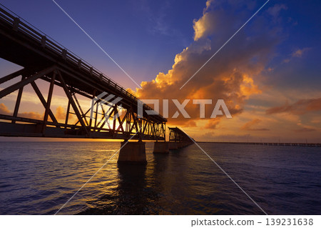 Florida Keys old bridge sunset at Bahia Honda Florida Keys old bridge sunset at Bahia Honda 139231638