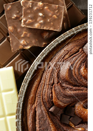 Chocolate cake crop macro texture, golden light Chocolate cake crop macro texture, golden light 139231712