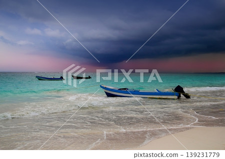 Caribbean before tropical storm hurricane beach boat Caribbean before tropical storm hurricane beach boat 139231779