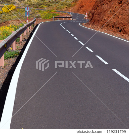 Canary Islands winding road curves in mountain Canary Islands winding road curves in mountain 139231799