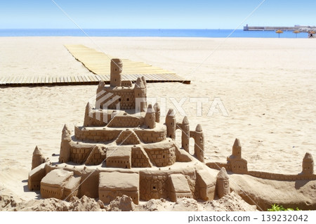 Beach sand castle summer vacation street art 139232042