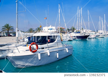 boats moored in Formentera marina boats moored in Formentera marina 139232371