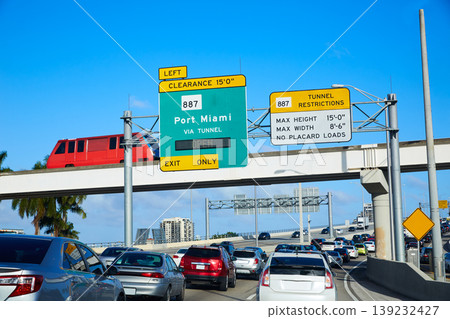 Miami traffic driving to Miami beach Florida Miami traffic driving to Miami beach Florida 139232427