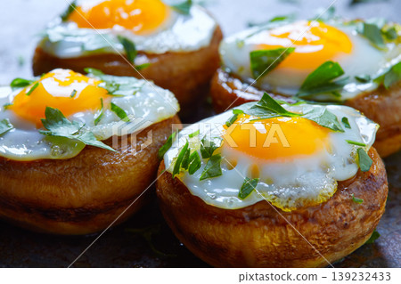 Tapas mushrooms with quail eggs from Spain Tapas mushrooms with quail eggs from Spain 139232433