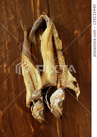 dried hake fish over wood dried hake fish over wood 139232440
