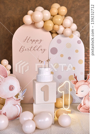 First Birthday Party Photo Zone with Cake First Birthday Party Photo Zone with Cake 139232712