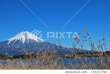 靜岡縣富士宮市:湛藍的天空和富士山。 靜岡縣富士宮市:湛藍的天空和富士山。 139232760
