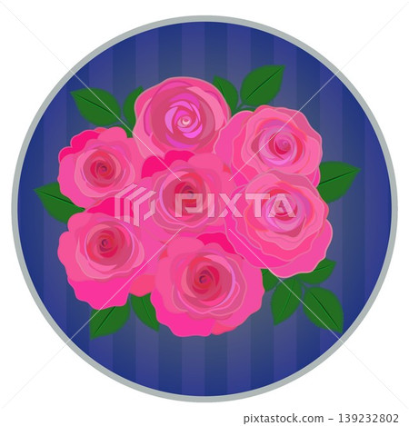Illustration of a dark pink rose with a circular background Illustration of a dark pink rose with a circular background 139232802