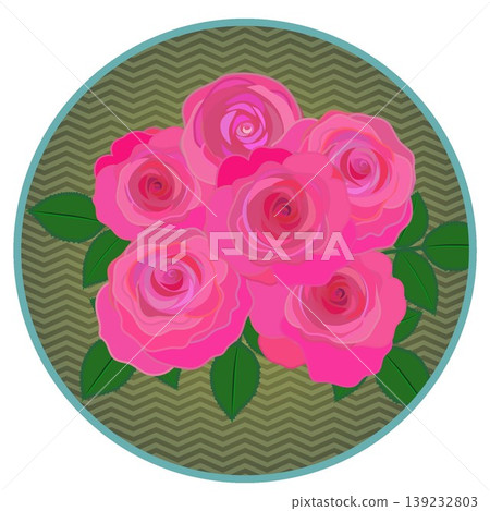 Illustration of a dark pink rose with a circular background Illustration of a dark pink rose with a circular background 139232803