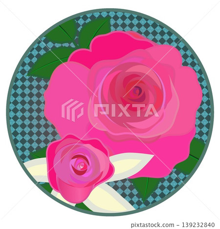 Illustration of a dark pink rose with a circular background Illustration of a dark pink rose with a circular background 139232840
