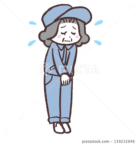 Illustration of a senior female staff member apologizing Illustration of a senior female staff member apologizing 139232848
