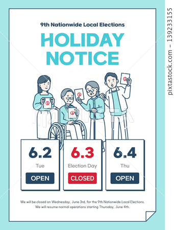 Election Day Holiday Notice Poster - Temporary Closed Business Sign Template Election Day Holiday Notice Poster - Temporary Closed Business Sign Template 139233155