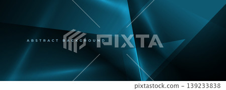 Blue modern abstract wide banner with geometric shapes. Dark blue abstract background with light lines. 139233838