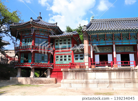 Jibokjae pavilion, Gyeongbokgung palace, Seoul, South Korea. Library building in traditional Chinese style on the territory of the Gyeongbokgung palace complex, Seoul, Republic of Korea Jibokjae pavilion, Gyeongbokgung palace, Seoul, South Korea. Library building in traditional Chinese style on the territory of the Gyeongbokgung palace complex, Seoul, Republic of Korea 139234045