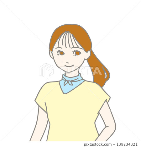 一幅女孩面向前方的插畫。 一幅女孩面向前方的插畫。 139234321