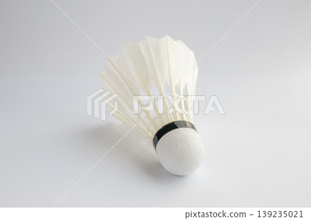 feather badminton shuttlecock on white paper texture background 139235021