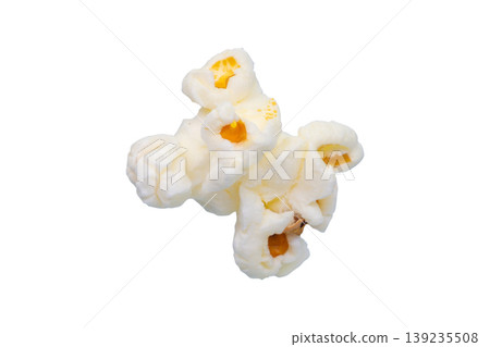 Tasty popcorn close up isolated on white background Tasty popcorn close up isolated on white background 139235508