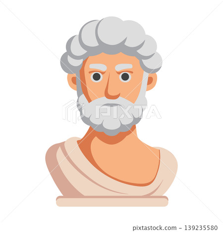 Ancient Greek Philosopher male bust. Classical man portrait. Modern ancient sculpture. Illustration. Ancient Greek Philosopher male bust. Classical man portrait. Modern ancient sculpture. Illustration. 139235580