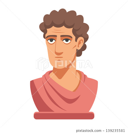 Ancient Greek Philosopher male bust. Classical man portrait. Modern ancient sculpture. Illustration. Ancient Greek Philosopher male bust. Classical man portrait. Modern ancient sculpture. Illustration. 139235581