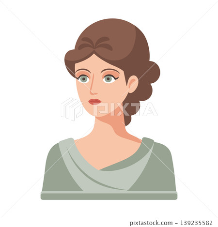 Ancient Greek female bust. Classical woman Portrait. Modern ancient sculpture. Illustration. 139235582