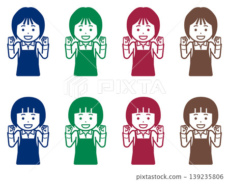 Icon of a woman in an apron making a victory pose. 139235806