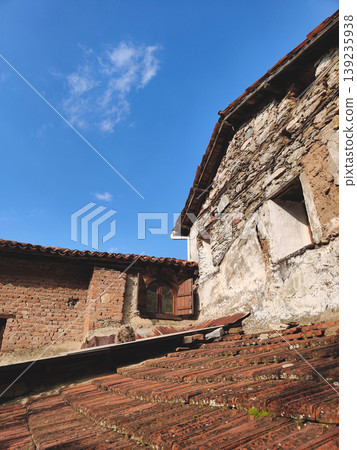 Historic stone and brick houses with clay tiled roofs in Sirince Historic stone and brick houses with clay tiled roofs in Sirince 139235938