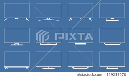 Smart TV icon set. TV and monitor screen icon set Smart TV icon set. TV and monitor screen icon set 139235978