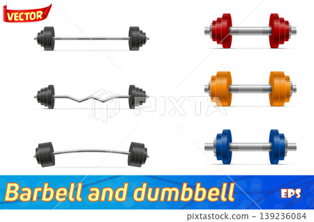 metal dumbbell and barbell for muscle building in gym vector illustration metal dumbbell and barbell for muscle building in gym vector illustration 139236084