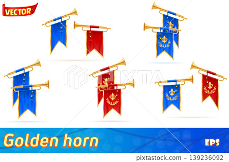king royal golden horn trumpet vector illustration 139236092