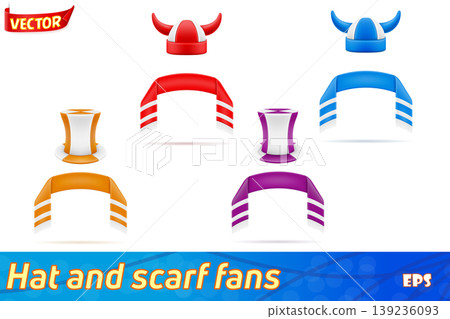soccer football fans attribute scarf and hat illustration soccer football fans attribute scarf and hat illustration 139236093