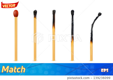 wooden burned and extinct match vector illustration 139236099