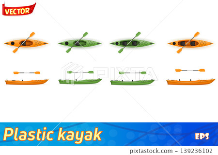 plastic kayak for fishing and tourism vector illustration plastic kayak for fishing and tourism vector illustration 139236102