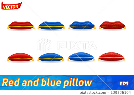 red blue pillow with gold rope and tassels vector illustration red blue pillow with gold rope and tassels vector illustration 139236104