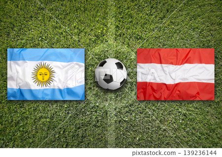 Argentina vs. Austria flags on a soccer field Argentina vs. Austria flags on a soccer field 139236144