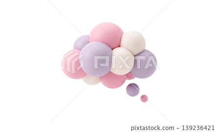 pastel three dimensional thought bubble made of colorful glossy spheres isolated on white background representing communication ideas brainstorming abstract creative soft shapes design elements 139236421