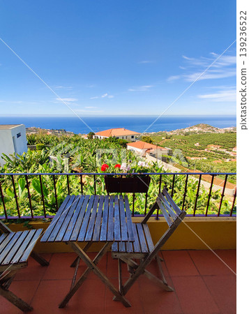 beautiful view from the terrace of the room of the city Funchal on the island of Madeira in Portugal beautiful view from the terrace of the room of the city Funchal on the island of Madeira in Portugal 139236522