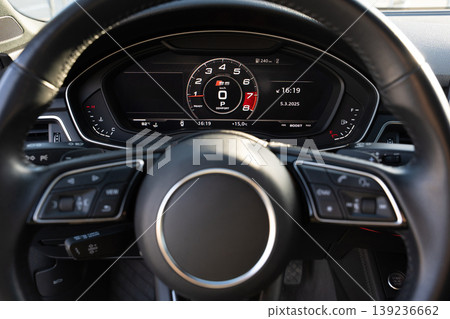 Digital instrument cluster view from the driver's perspective Digital instrument cluster view from the driver's perspective 139236662