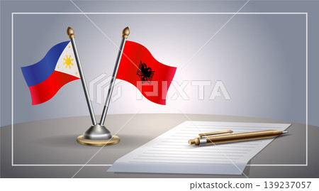 Small national flag of Philippine and Albania flag Relation, Template Vector Illustration 139237057