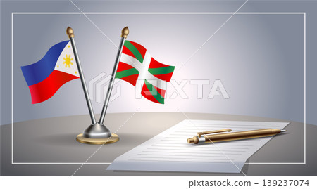 Small national flag of Philippine and Basque lands flag Relation, Template Vector Illustration Small national flag of Philippine and Basque lands flag Relation, Template Vector Illustration 139237074