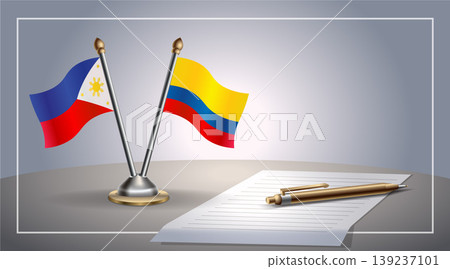 Small national flag of Philippine and Colombia flag Relation, Template Vector Illustration Small national flag of Philippine and Colombia flag Relation, Template Vector Illustration 139237101