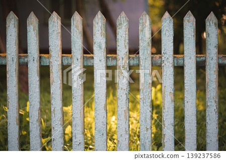 beautiful wooden fence in the village in the contrast sunlight beautiful wooden fence in the village in the contrast sunlight 139237586