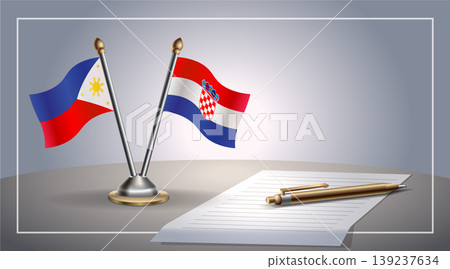 Small national flag of Philippine and Croatia flag Relation, Template Vector Illustration Small national flag of Philippine and Croatia flag Relation, Template Vector Illustration 139237634