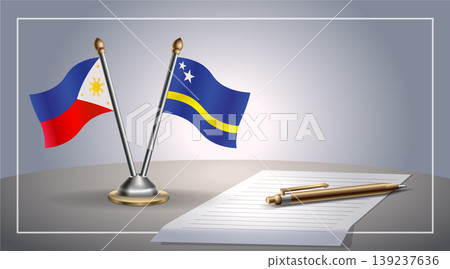 Small national flag of Philippine and Curacao flag Relation, Template Vector Illustration Small national flag of Philippine and Curacao flag Relation, Template Vector Illustration 139237636