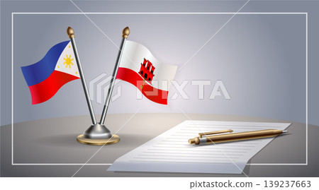 Small national flag of Philippine and Gibraltar flag Relation, Template Vector Illustration Small national flag of Philippine and Gibraltar flag Relation, Template Vector Illustration 139237663
