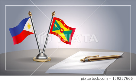 Small national flag of Philippine and Grenada flag Relation, Template Vector Illustration 139237666