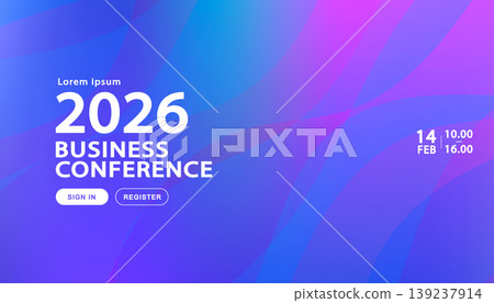 Professional announcement banner featuring elegant blue-violet gradient wavy layers on a soft background designed for global business summits leadership workshops and corporate branding events Professional announcement banner featuring elegant blue-violet gradient wavy layers on a soft background designed for global business summits leadership workshops and corporate branding events 139237914